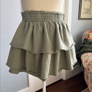 aerie Green Tiered Mini Skirt